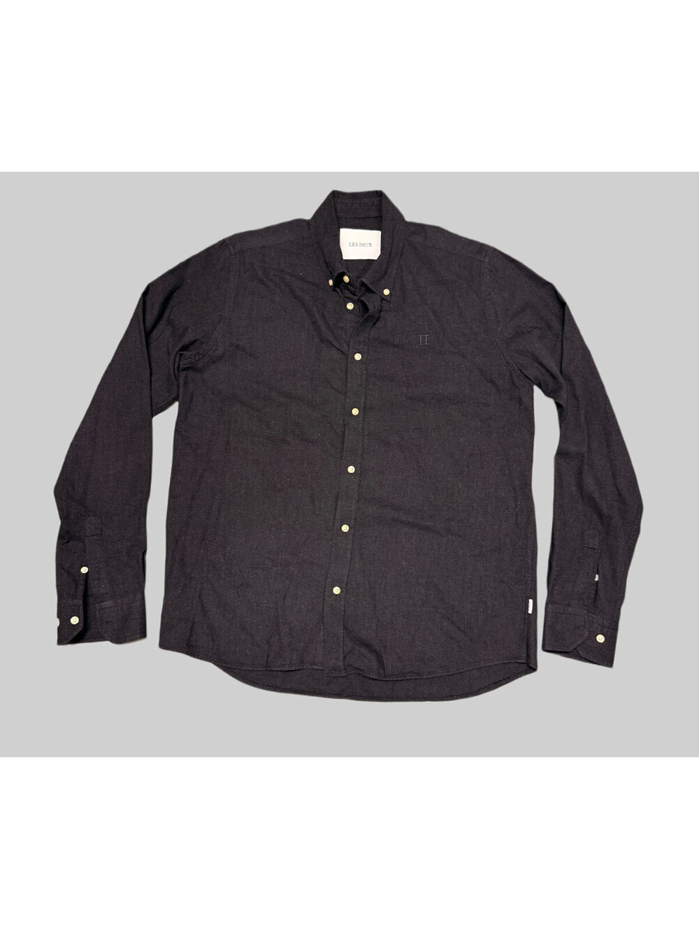 LES DEUX Desert Reg Shirt Dark Gray 100% Cotton Flannel Button Down Men's Sz M